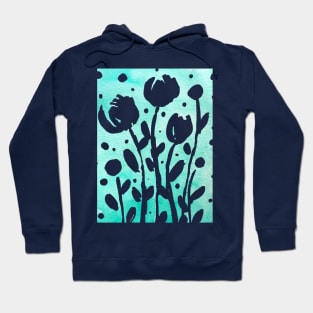 Whimsical watercolor flowers – turquoise Hoodie